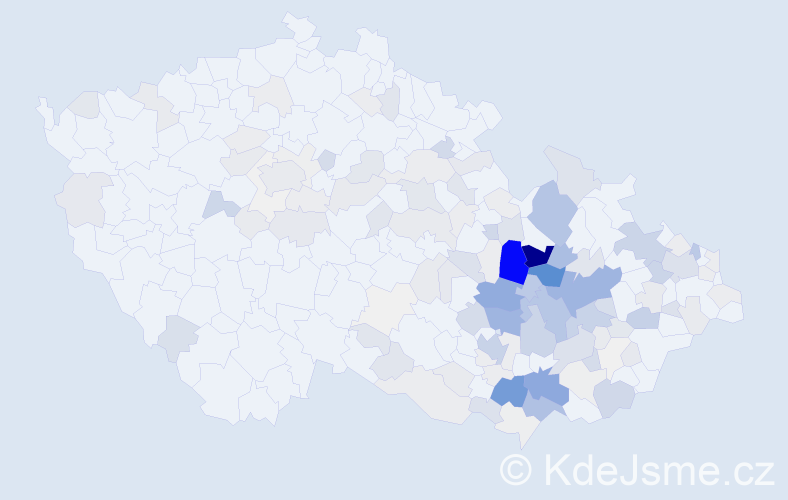 Příjmení: 'Vykydalová', počet výskytů 646 v celé ČR