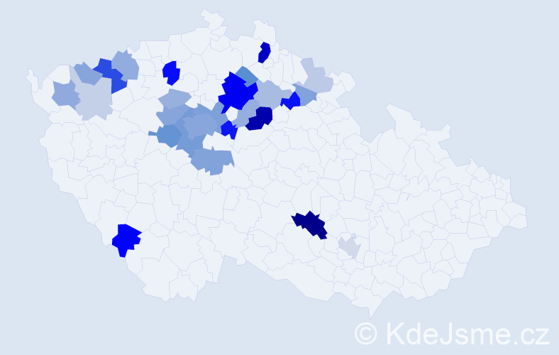 Příjmení: 'Ouředníčková', počet výskytů 89 v celé ČR