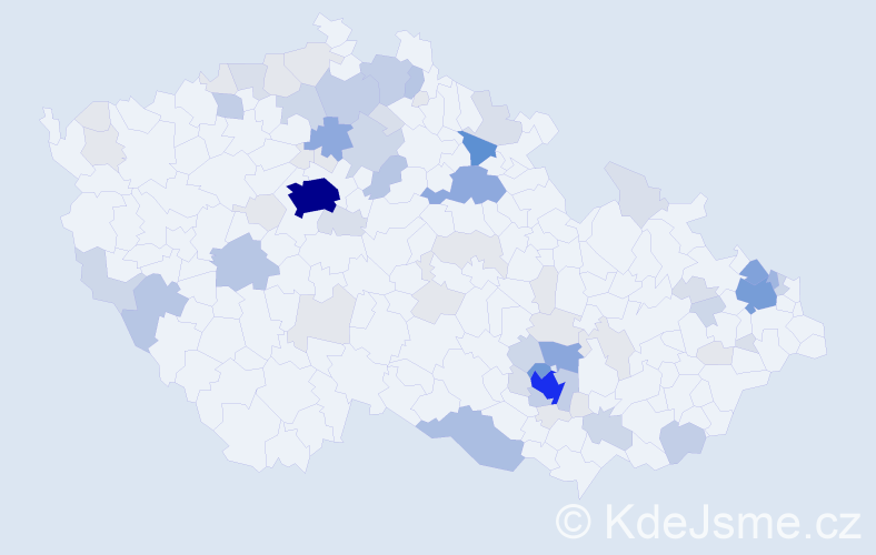 Příjmení: 'Antonín', počet výskytů 262 v celé ČR