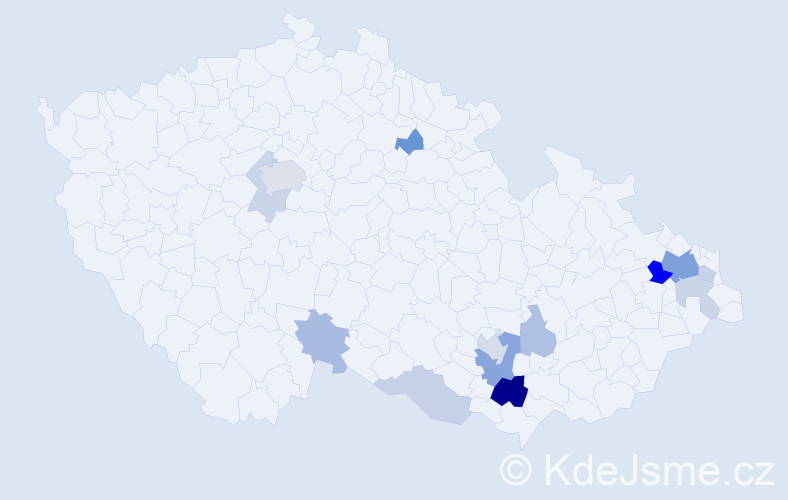 Příjmení: 'Pažický', počet výskytů 32 v celé ČR