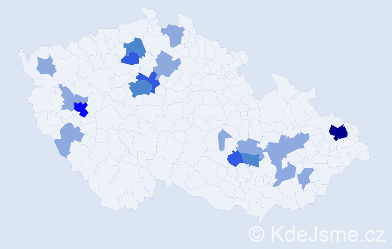 Příjmení: 'Modráková', počet výskytů 35 v celé ČR