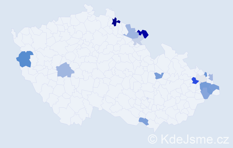 Příjmení: 'Kubiček', počet výskytů 34 v celé ČR