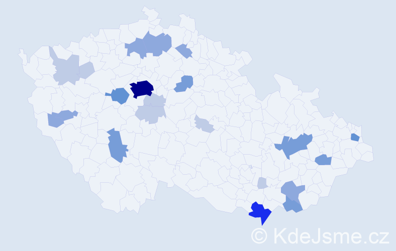 Příjmení: 'Letáková', počet výskytů 58 v celé ČR