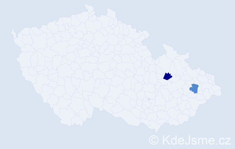 Příjmení: 'Csepcsár', počet výskytů 2 v celé ČR