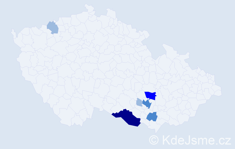 Příjmení: 'Watzingerová', počet výskytů 13 v celé ČR