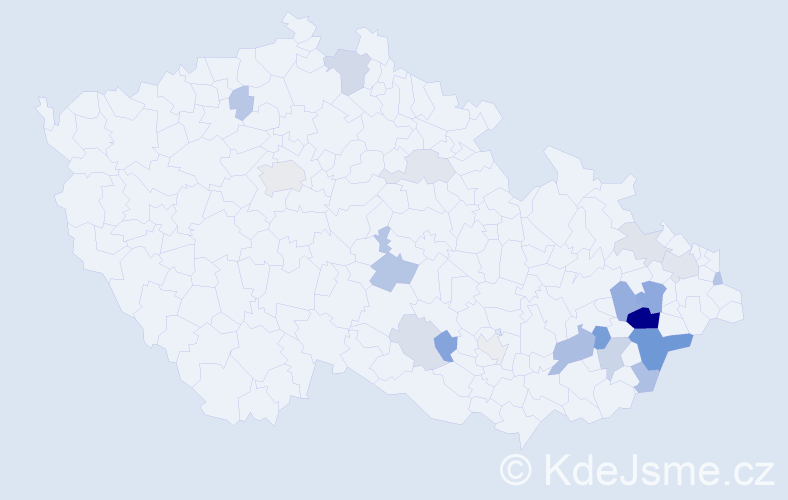 Příjmení: 'Bátrlová', počet výskytů 50 v celé ČR