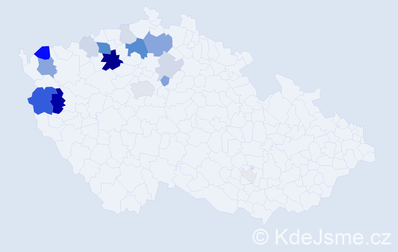 Příjmení: 'Derfler', počet výskytů 43 v celé ČR