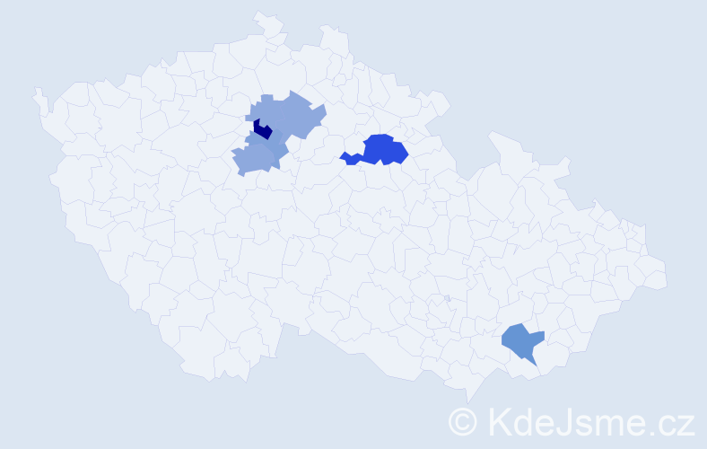 Příjmení: 'Rychtrmocová', počet výskytů 21 v celé ČR