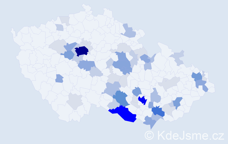 Příjmení: 'Severinová', počet výskytů 198 v celé ČR