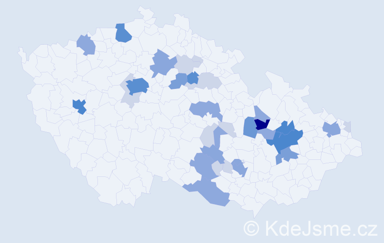 Příjmení: 'Pyšný', počet výskytů 104 v celé ČR
