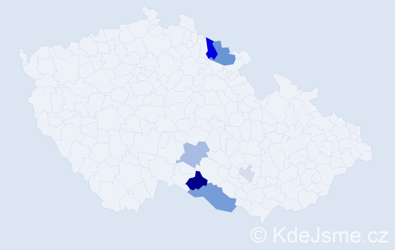 Příjmení: 'Kaluzsná', počet výskytů 10 v celé ČR