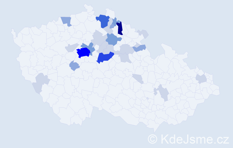 Příjmení: 'Tuláček', počet výskytů 76 v celé ČR