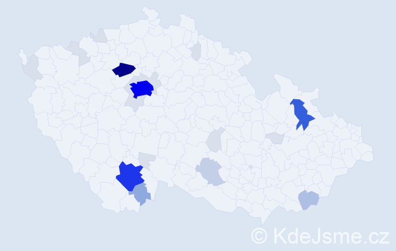 Příjmení: 'Bakalář', počet výskytů 86 v celé ČR