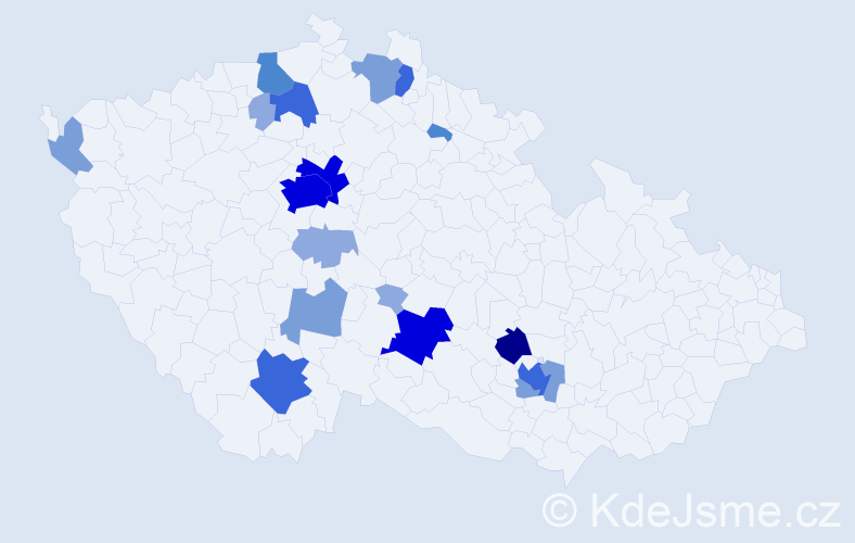 Příjmení: 'Mičánová', počet výskytů 58 v celé ČR