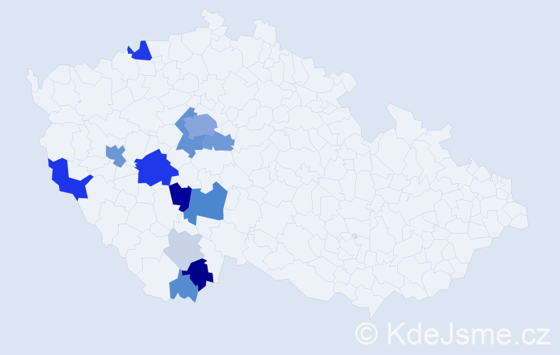 Příjmení: 'Kazimour', počet výskytů 49 v celé ČR