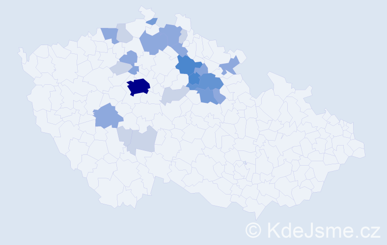 Příjmení: 'Kinčl', počet výskytů 66 v celé ČR