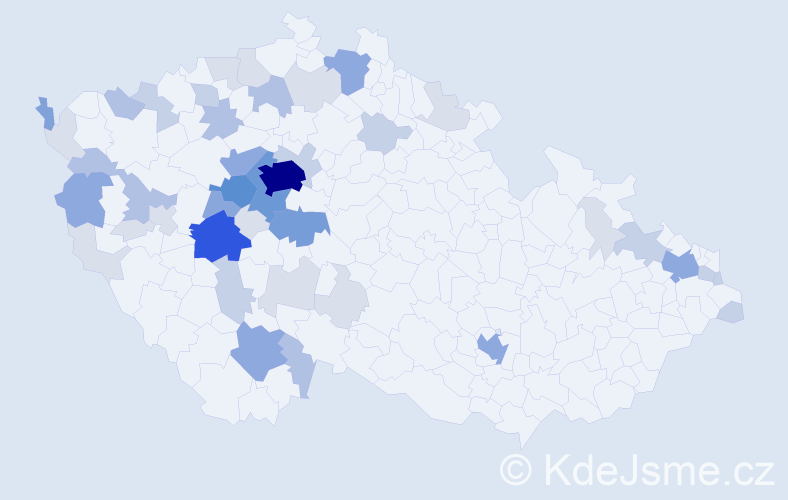 Příjmení: 'Hrkal', počet výskytů 145 v celé ČR