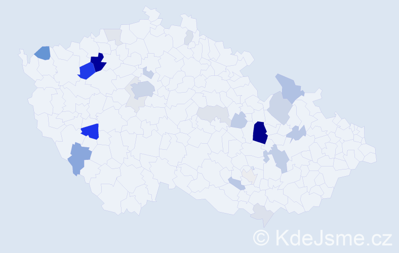 Příjmení: 'Šmeráková', počet výskytů 67 v celé ČR