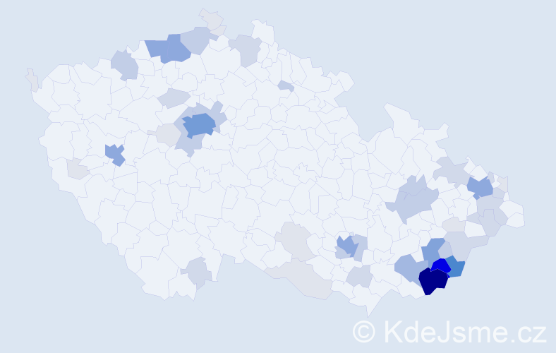 Příjmení: 'Mudrák', počet výskytů 186 v celé ČR