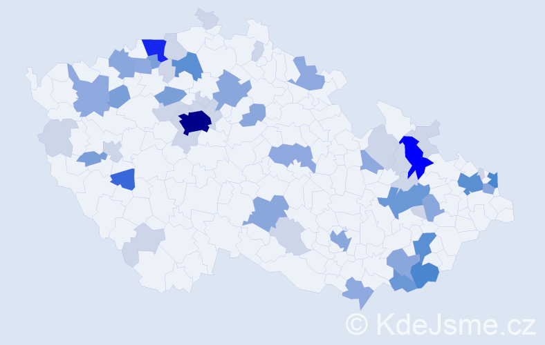 Příjmení: 'Hulín', počet výskytů 155 v celé ČR