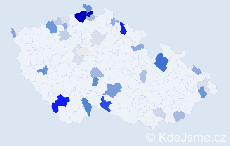 Příjmení: 'Čičák', počet výskytů 90 v celé ČR