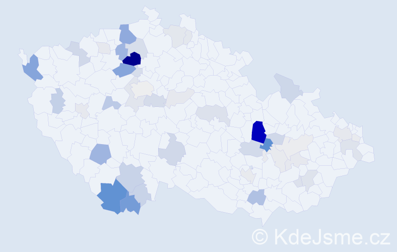 Příjmení: 'Písek', počet výskytů 145 v celé ČR