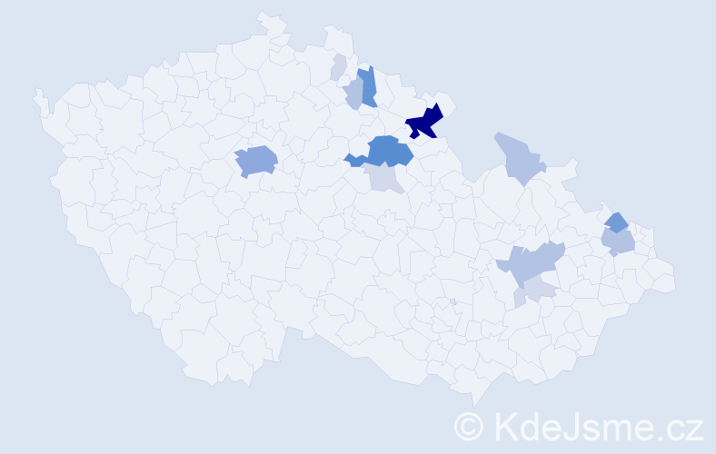 Příjmení: 'Knittel', počet výskytů 48 v celé ČR