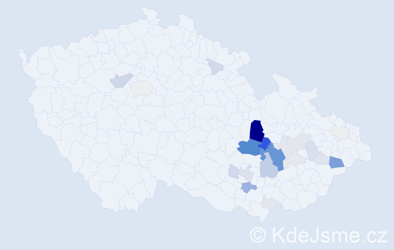 Příjmení: 'Hrbata', počet výskytů 85 v celé ČR