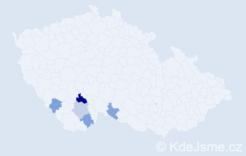 Příjmení: 'Řečíkov', počet výskytů 8 v celé ČR