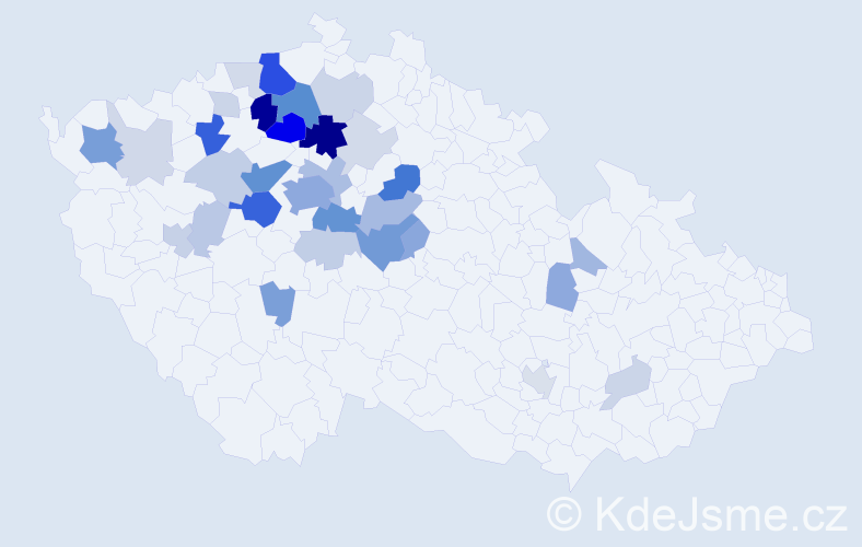 Příjmení: 'Ečerová', počet výskytů 110 v celé ČR