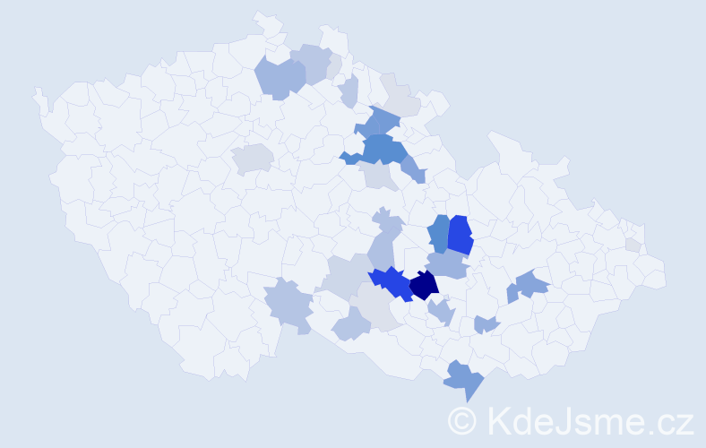 Příjmení: 'Fikr', počet výskytů 115 v celé ČR