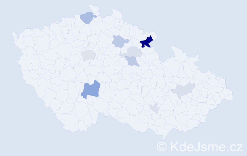 Příjmení: 'Klugar', počet výskytů 29 v celé ČR