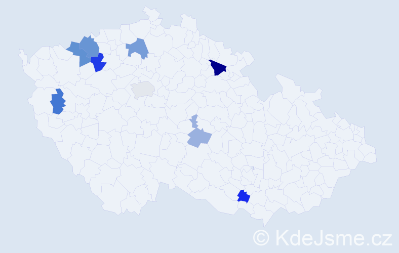 Příjmení: 'Bittermannová', počet výskytů 17 v celé ČR