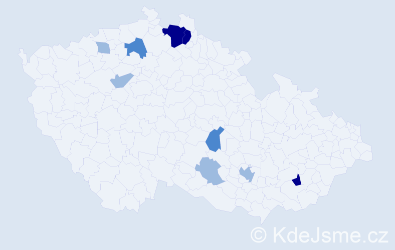 Příjmení: 'Pesser', počet výskytů 20 v celé ČR