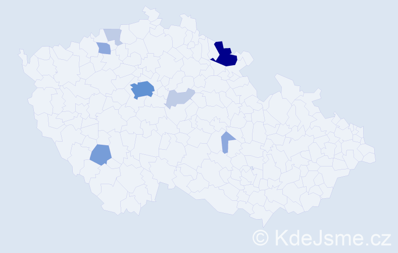 Příjmení: 'Kamitzová', počet výskytů 23 v celé ČR