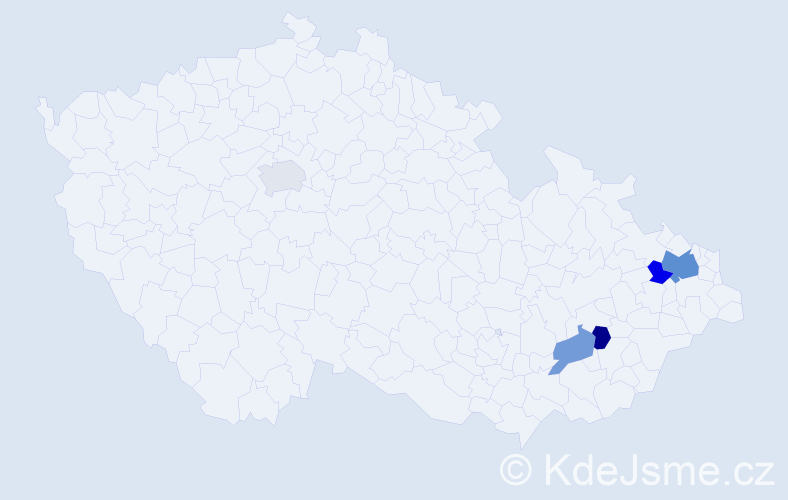 Příjmení: 'Folkner', počet výskytů 8 v celé ČR