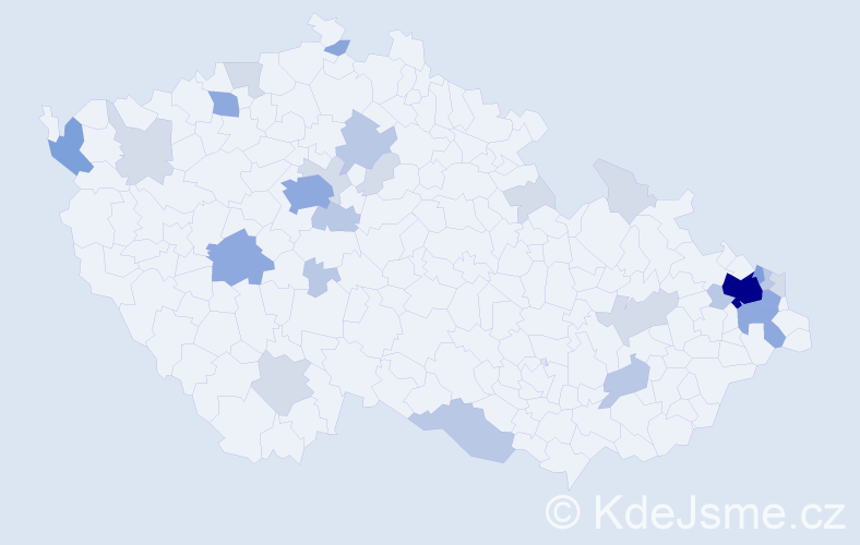 Příjmení: 'Vnenková', počet výskytů 70 v celé ČR