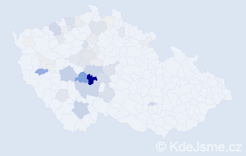 Příjmení: 'Karda', počet výskytů 146 v celé ČR