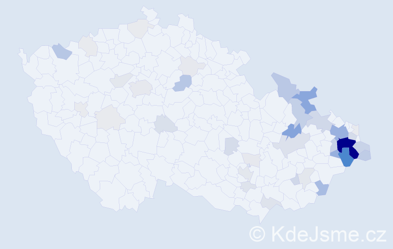 Příjmení: 'Vojkovská', počet výskytů 207 v celé ČR