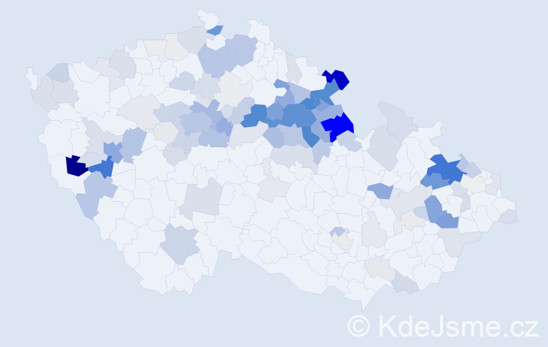 Příjmení: 'Bek', počet výskytů 484 v celé ČR