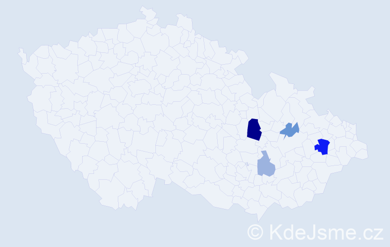Příjmení: 'Kiral', počet výskytů 9 v celé ČR
