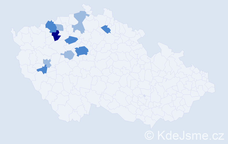 Příjmení: 'Vokráčka', počet výskytů 19 v celé ČR