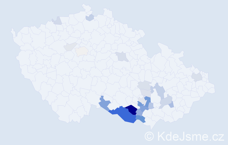Příjmení: 'Demek', počet výskytů 67 v celé ČR