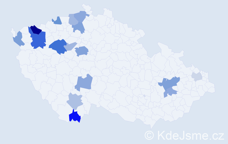 Příjmení: 'Kuzmina', počet výskytů 31 v celé ČR