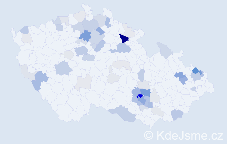 Příjmení: 'Antonín', počet výskytů 257 v celé ČR