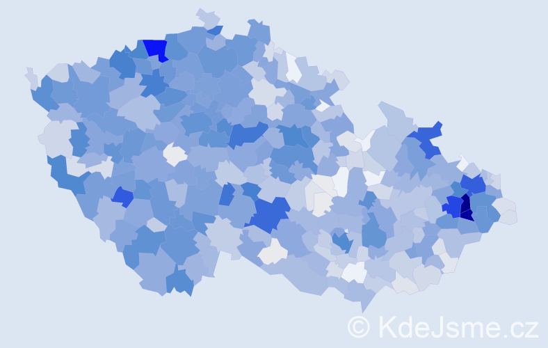 Příjmení: 'Holub', počet výskytů 6395 v celé ČR