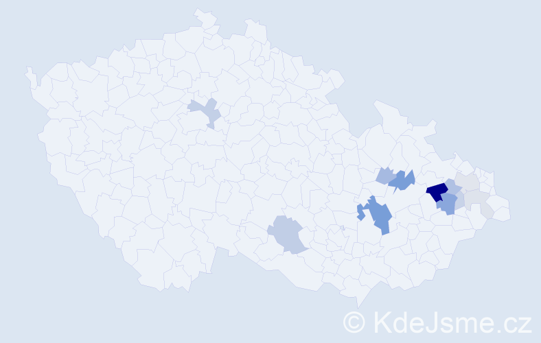 Příjmení: 'Trval', počet výskytů 27 v celé ČR