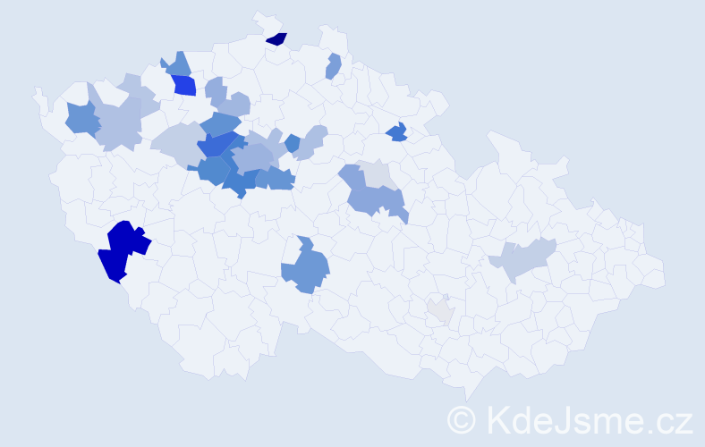 Příjmení: 'Pachmanová', počet výskytů 110 v celé ČR