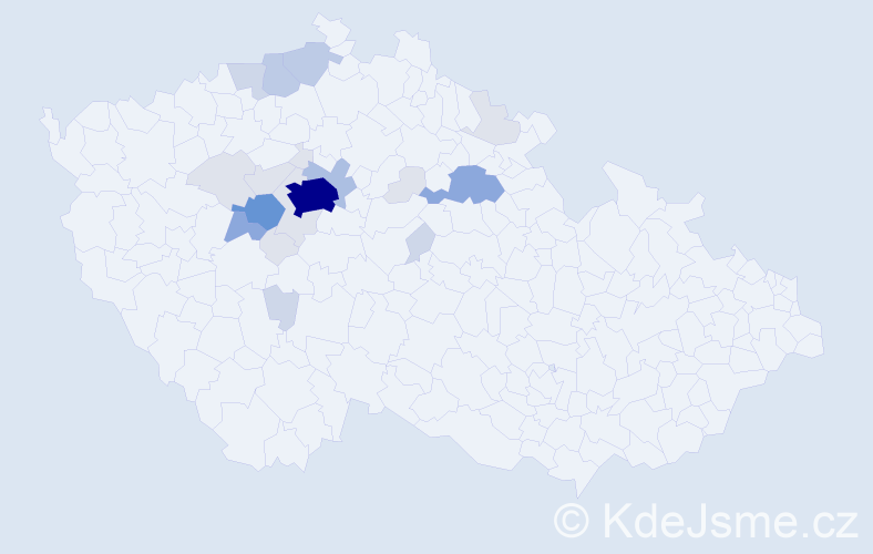 Příjmení: 'Frajer', počet výskytů 75 v celé ČR