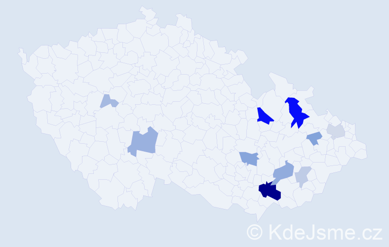 Příjmení: 'Cápková', počet výskytů 42 v celé ČR